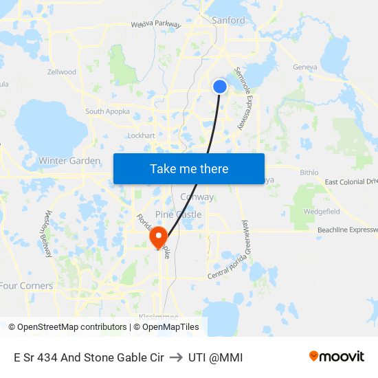 E Sr 434 And Stone Gable Cir to UTI @MMI map