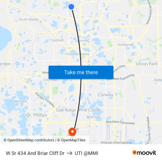 W Sr 434 And Briar Cliff Dr to UTI @MMI map