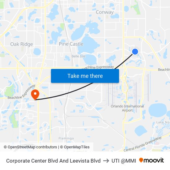 Corporate Center Blvd And Leevista Blvd to UTI @MMI map