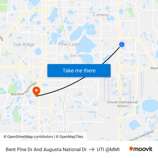 Bent Pine Dr And Augusta National Dr to UTI @MMI map