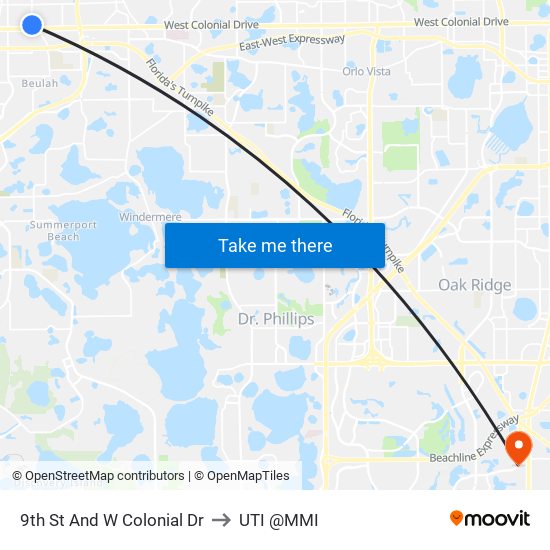 9th  St And W Colonial  Dr to UTI @MMI map