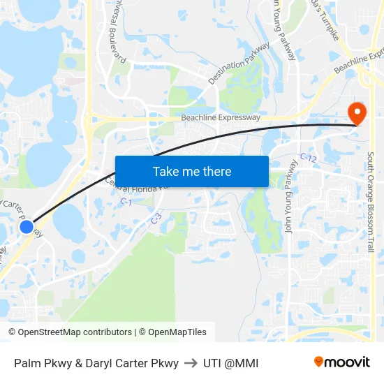 Palm Pkwy & Daryl Carter Pkwy to UTI @MMI map