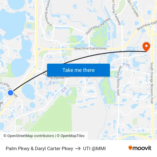 Palm Pkwy & Daryl Carter Pkwy to UTI @MMI map