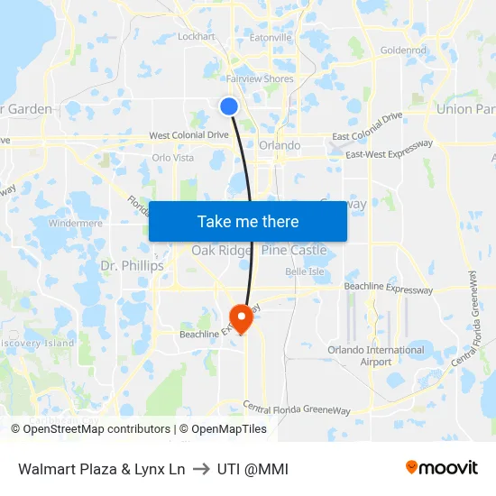 Walmart Plaza & Lynx Ln to UTI @MMI map