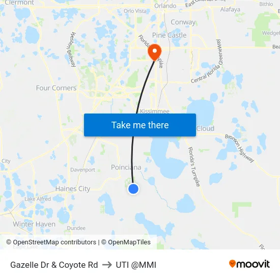 Gazelle Dr & Coyote Rd to UTI @MMI map
