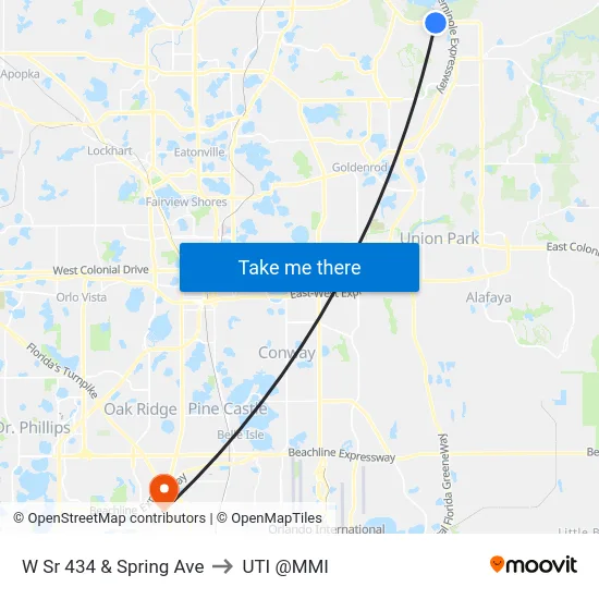 W Sr 434 & Spring Ave to UTI @MMI map