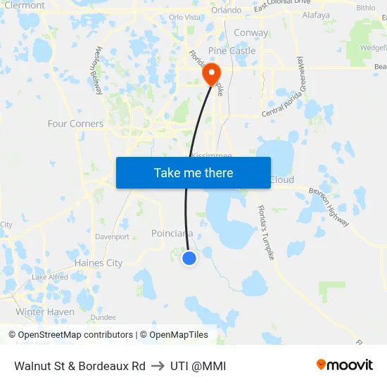 Walnut St & Bordeaux Rd to UTI @MMI map