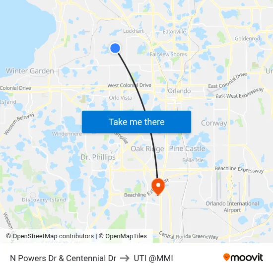N Powers Dr & Centennial Dr to UTI @MMI map