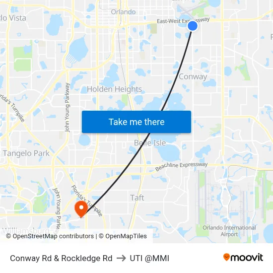 Conway Rd & Rockledge Rd to UTI @MMI map
