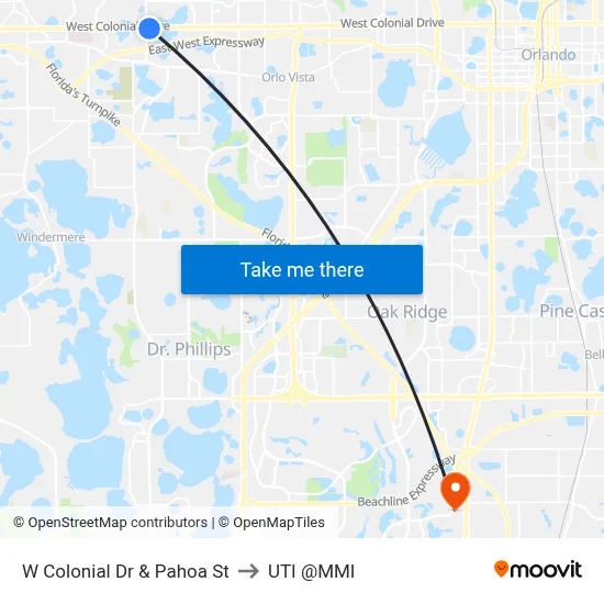 W Colonial Dr & Pahoa St to UTI @MMI map