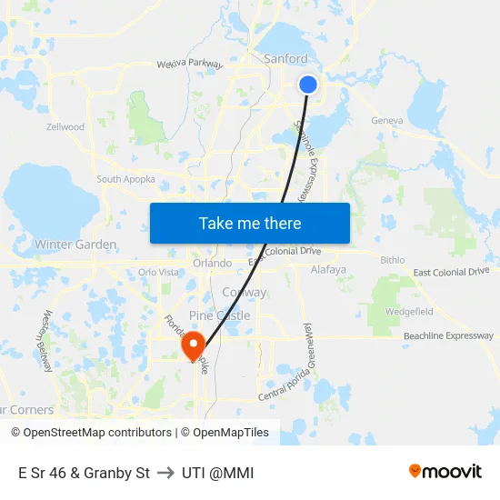 E Sr 46 & Granby St to UTI @MMI map