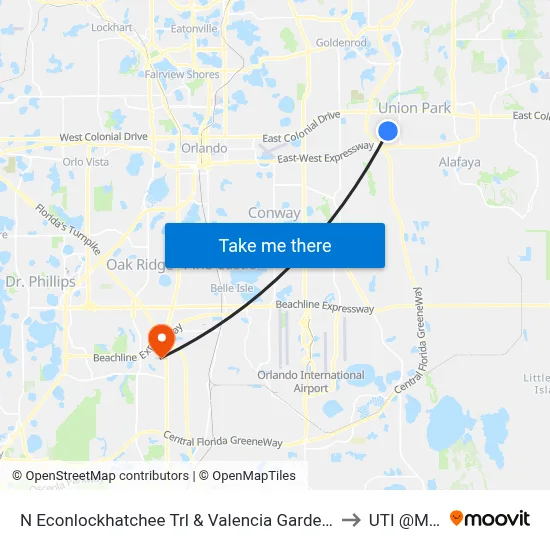 N Econlockhatchee Trl & Valencia Gardens Dr to UTI @MMI map