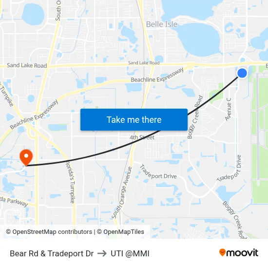 Bear Rd & Tradeport Dr to UTI @MMI map