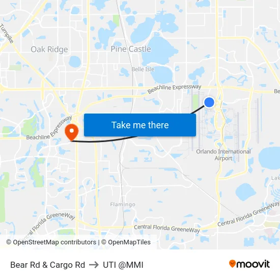 Bear Rd & Cargo Rd to UTI @MMI map