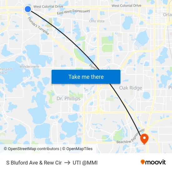 S Bluford Ave & Rew Cir to UTI @MMI map
