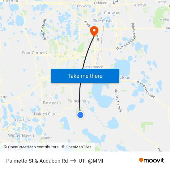 Palmetto St & Audubon Rd to UTI @MMI map