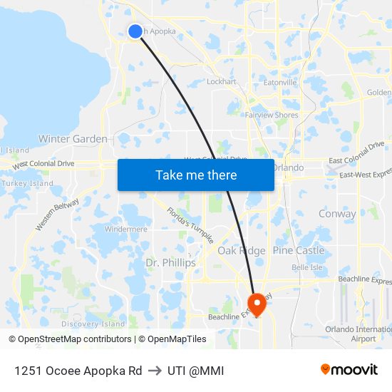 1251 Ocoee Apopka Rd to UTI @MMI map