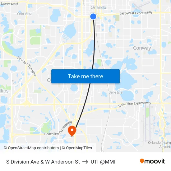 S Division Ave & W Anderson St to UTI @MMI map