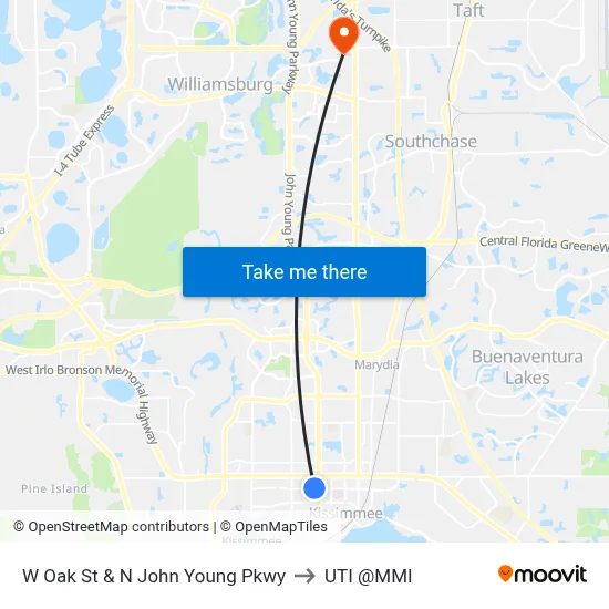 W Oak St & N John Young Pkwy to UTI @MMI map
