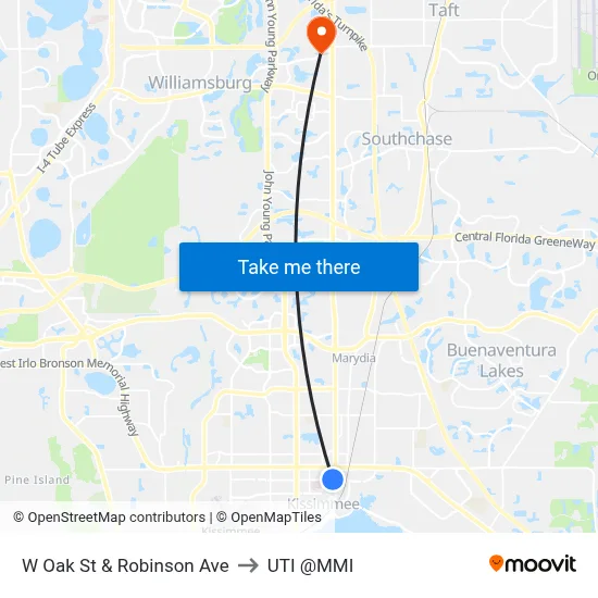 W Oak St & Robinson Ave to UTI @MMI map