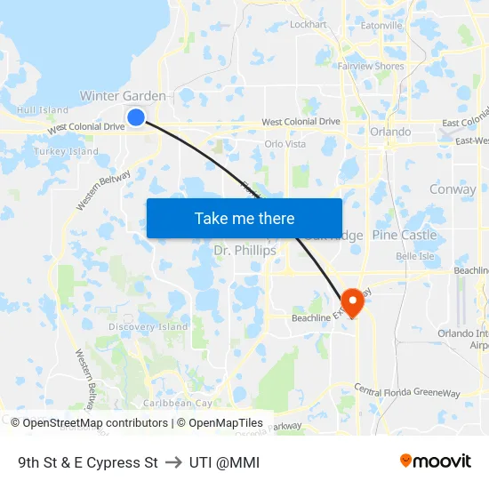 9th St & E Cypress St to UTI @MMI map