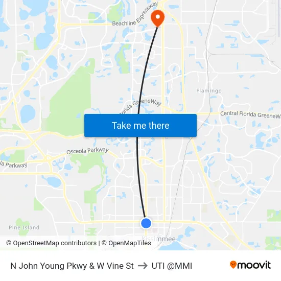 N John Young Pkwy & W Vine St to UTI @MMI map