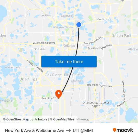 New York Ave & Welbourne Ave to UTI @MMI map
