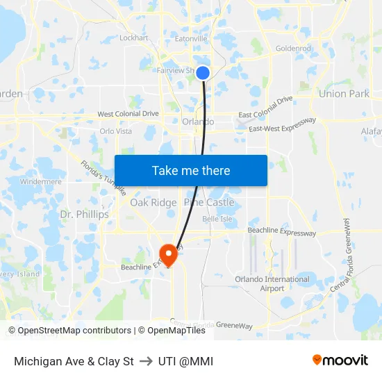 Michigan Ave & Clay St to UTI @MMI map