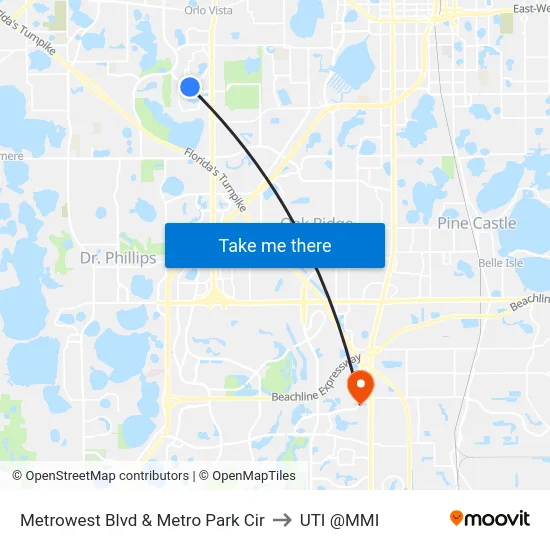 Metrowest Blvd & Metro Park Cir to UTI @MMI map
