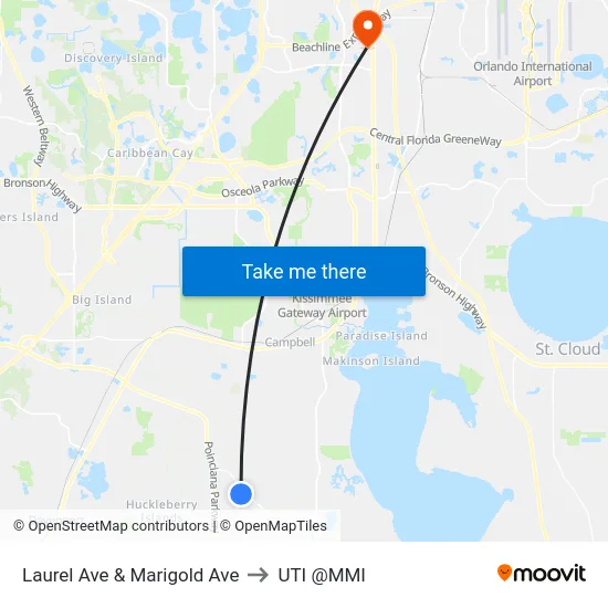 Laurel Ave & Marigold Ave to UTI @MMI map