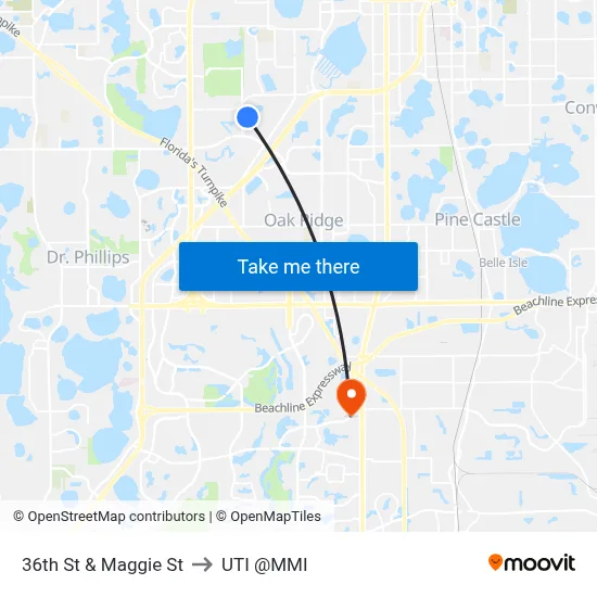 36th St & Maggie St to UTI @MMI map