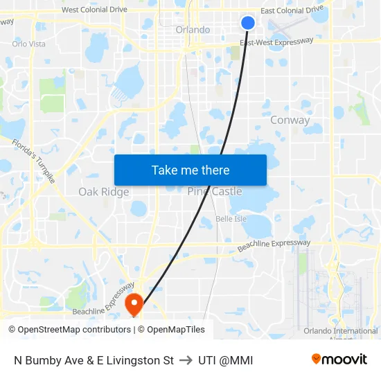 N Bumby Ave & E Livingston St to UTI @MMI map