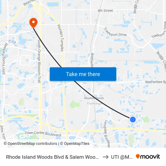 Rhode Island Woods Blvd & Salem Woods Ln to UTI @MMI map