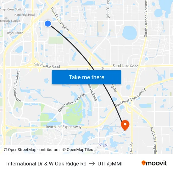 International Dr & W Oak Ridge Rd to UTI @MMI map