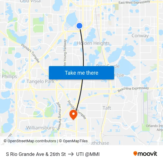 S Rio Grande Ave & 26th St to UTI @MMI map