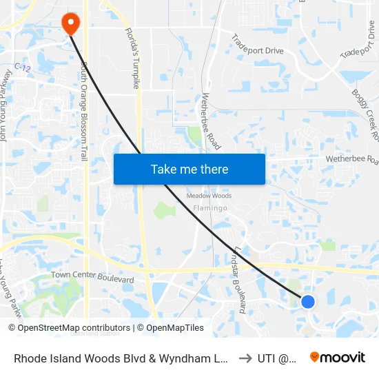 Rhode Island Woods Blvd & Wyndham Lakes Blvd to UTI @MMI map