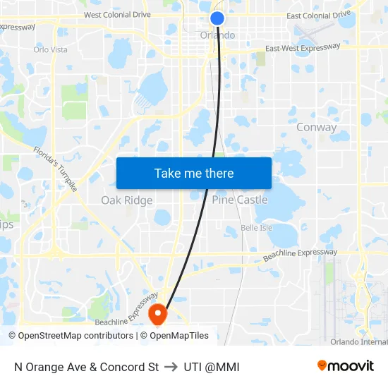 N Orange Ave & Concord St to UTI @MMI map