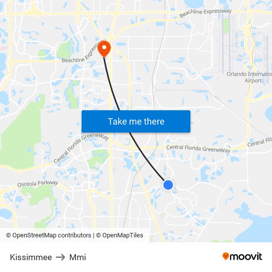 Kissimmee to Mmi map
