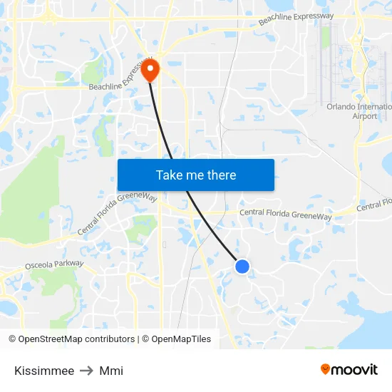 Kissimmee to Mmi map