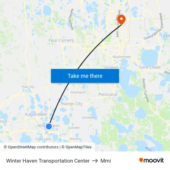 Winter Haven Transportation Center to Mmi map