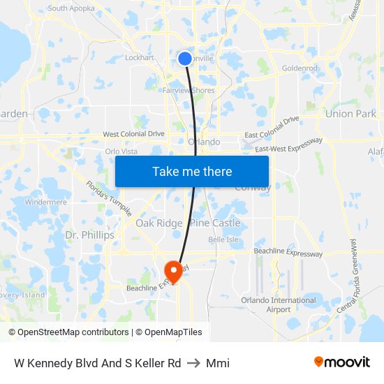 W Kennedy Blvd And S Keller Rd to Mmi map