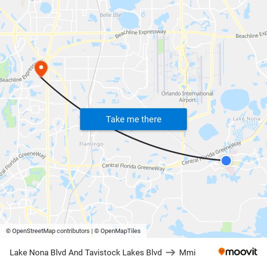 Lake Nona Blvd And Tavistock Lakes Blvd to Mmi map