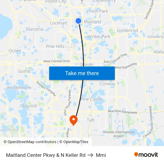 Maitland Center Pkwy & N Keller Rd to Mmi map