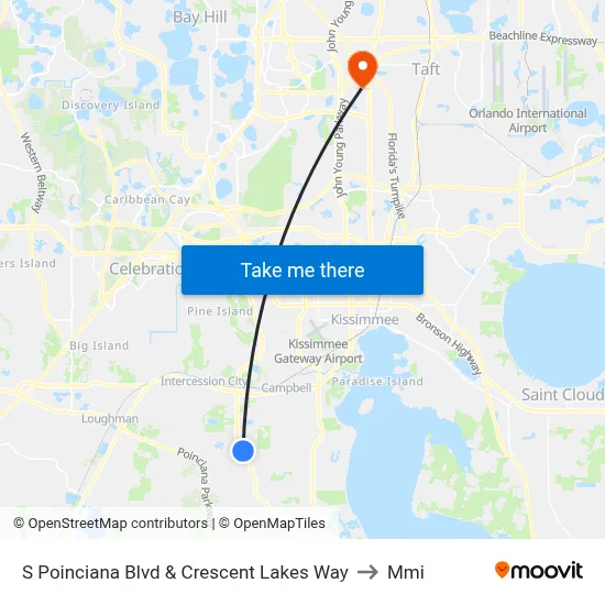S Poinciana Blvd & Crescent Lakes Way to Mmi map