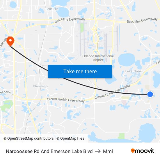 Narcoossee Rd And Emerson Lake Blvd to Mmi map