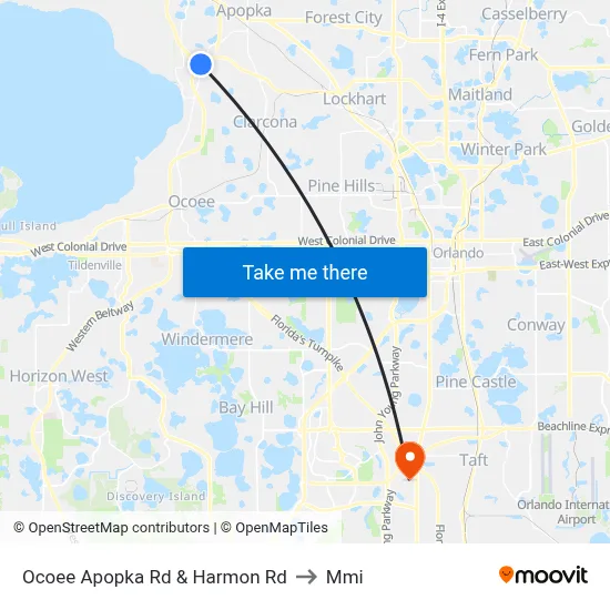 Ocoee Apopka Rd & Harmon Rd to Mmi map