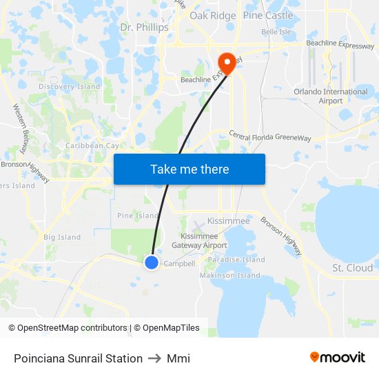 Poinciana Sunrail Station to Mmi map