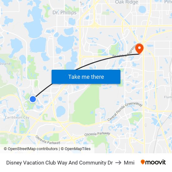 Disney Vacation Club Way And Community Dr to Mmi map