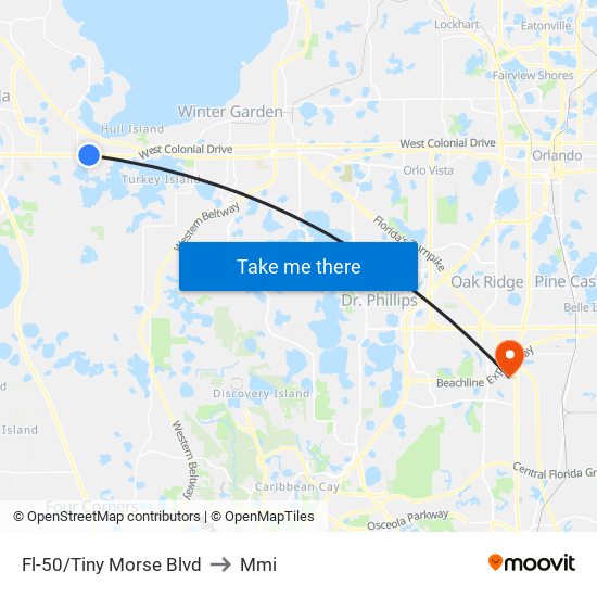 Fl-50/Tiny Morse Blvd to Mmi map