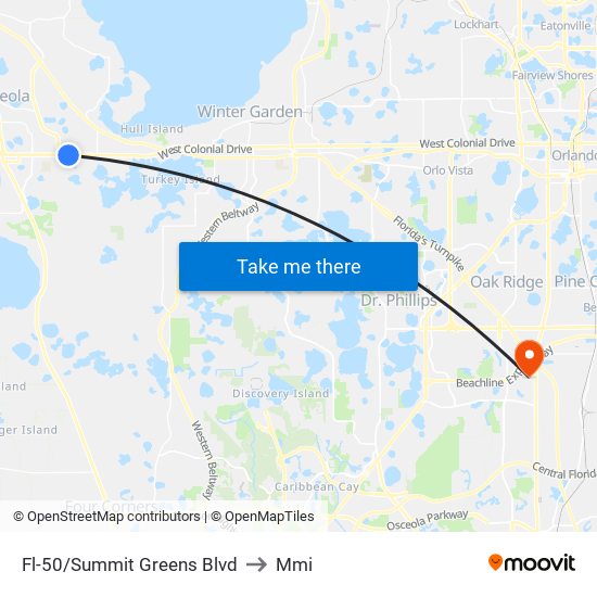 Fl-50/Summit Greens Blvd to Mmi map